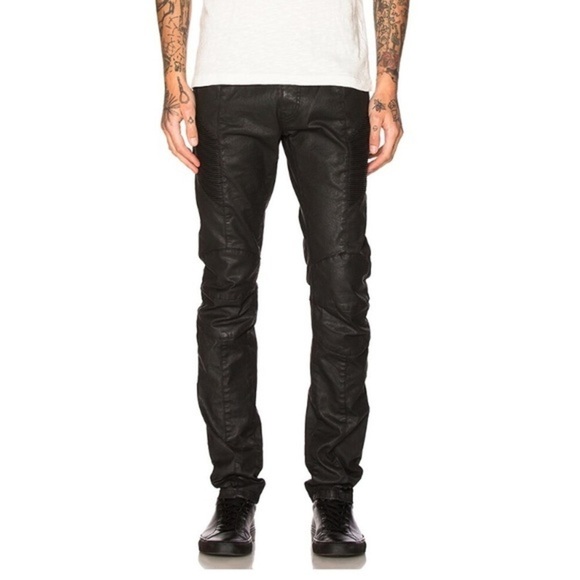 Pierre Balmain Black Coated Moto Jeans - Picture 1 of 7